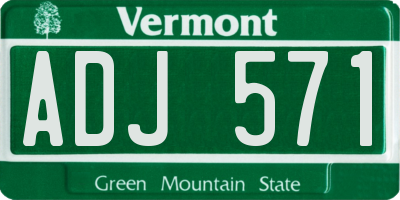 VT license plate ADJ571