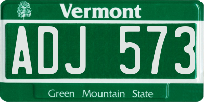 VT license plate ADJ573
