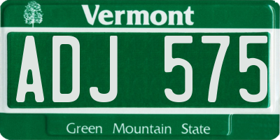 VT license plate ADJ575