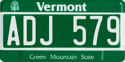VT license plate ADJ579