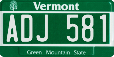 VT license plate ADJ581