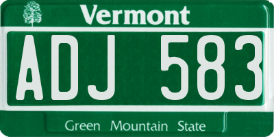 VT license plate ADJ583