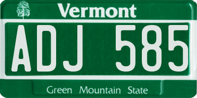 VT license plate ADJ585