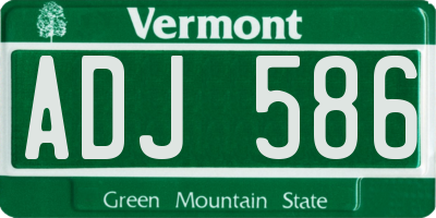 VT license plate ADJ586