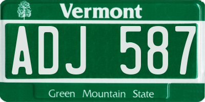 VT license plate ADJ587
