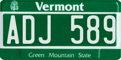 VT license plate ADJ589