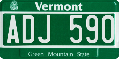 VT license plate ADJ590
