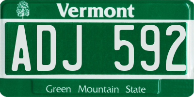 VT license plate ADJ592