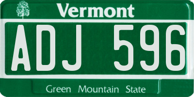 VT license plate ADJ596