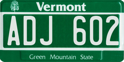 VT license plate ADJ602