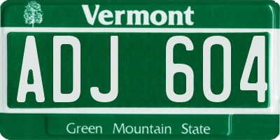 VT license plate ADJ604