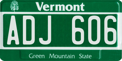 VT license plate ADJ606