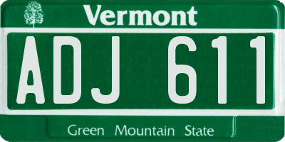 VT license plate ADJ611