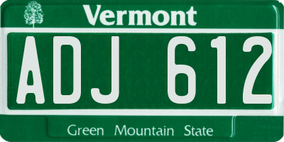 VT license plate ADJ612