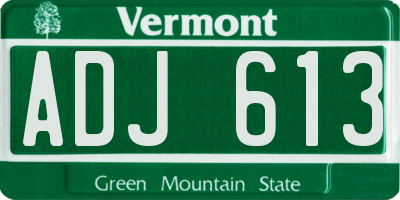 VT license plate ADJ613
