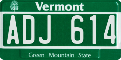 VT license plate ADJ614