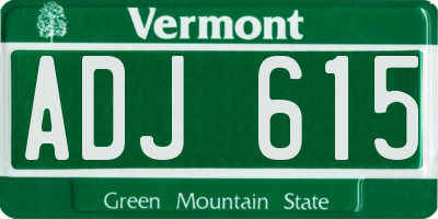 VT license plate ADJ615