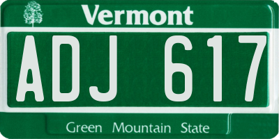 VT license plate ADJ617
