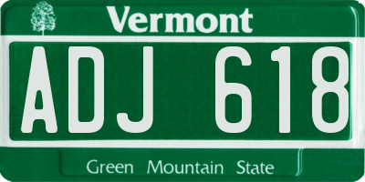 VT license plate ADJ618