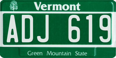 VT license plate ADJ619
