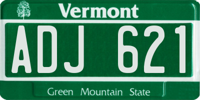 VT license plate ADJ621
