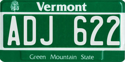 VT license plate ADJ622