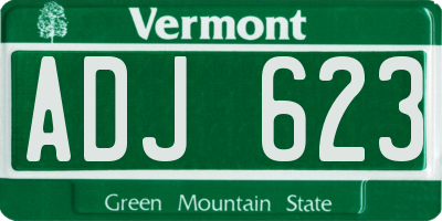 VT license plate ADJ623