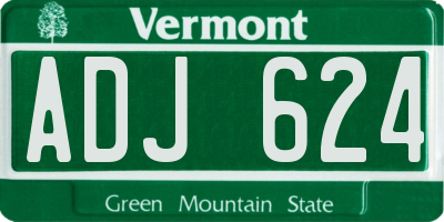VT license plate ADJ624