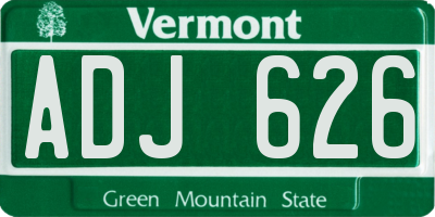 VT license plate ADJ626