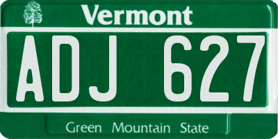 VT license plate ADJ627