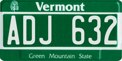 VT license plate ADJ632