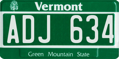 VT license plate ADJ634