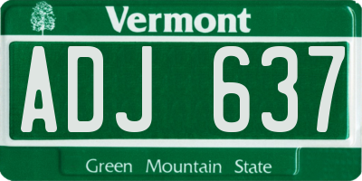 VT license plate ADJ637