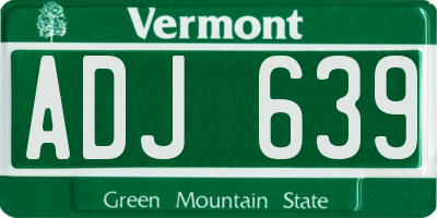 VT license plate ADJ639