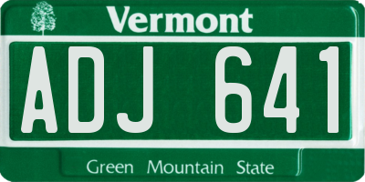 VT license plate ADJ641