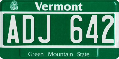 VT license plate ADJ642