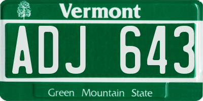 VT license plate ADJ643