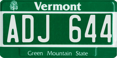 VT license plate ADJ644