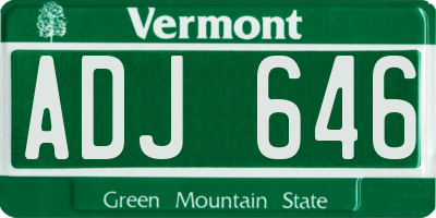 VT license plate ADJ646
