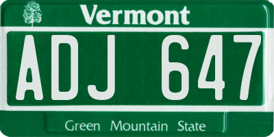 VT license plate ADJ647