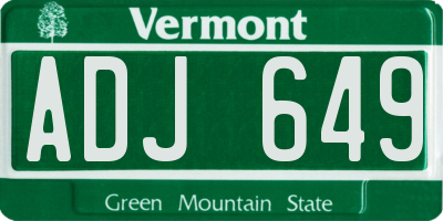 VT license plate ADJ649