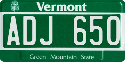 VT license plate ADJ650