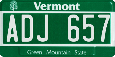 VT license plate ADJ657