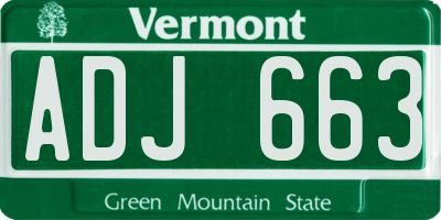 VT license plate ADJ663