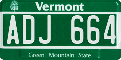 VT license plate ADJ664