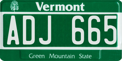VT license plate ADJ665
