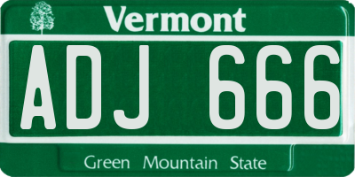 VT license plate ADJ666
