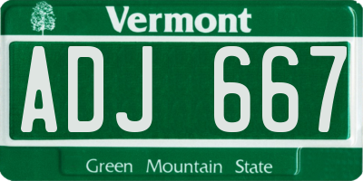 VT license plate ADJ667