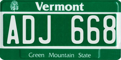 VT license plate ADJ668