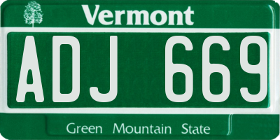 VT license plate ADJ669